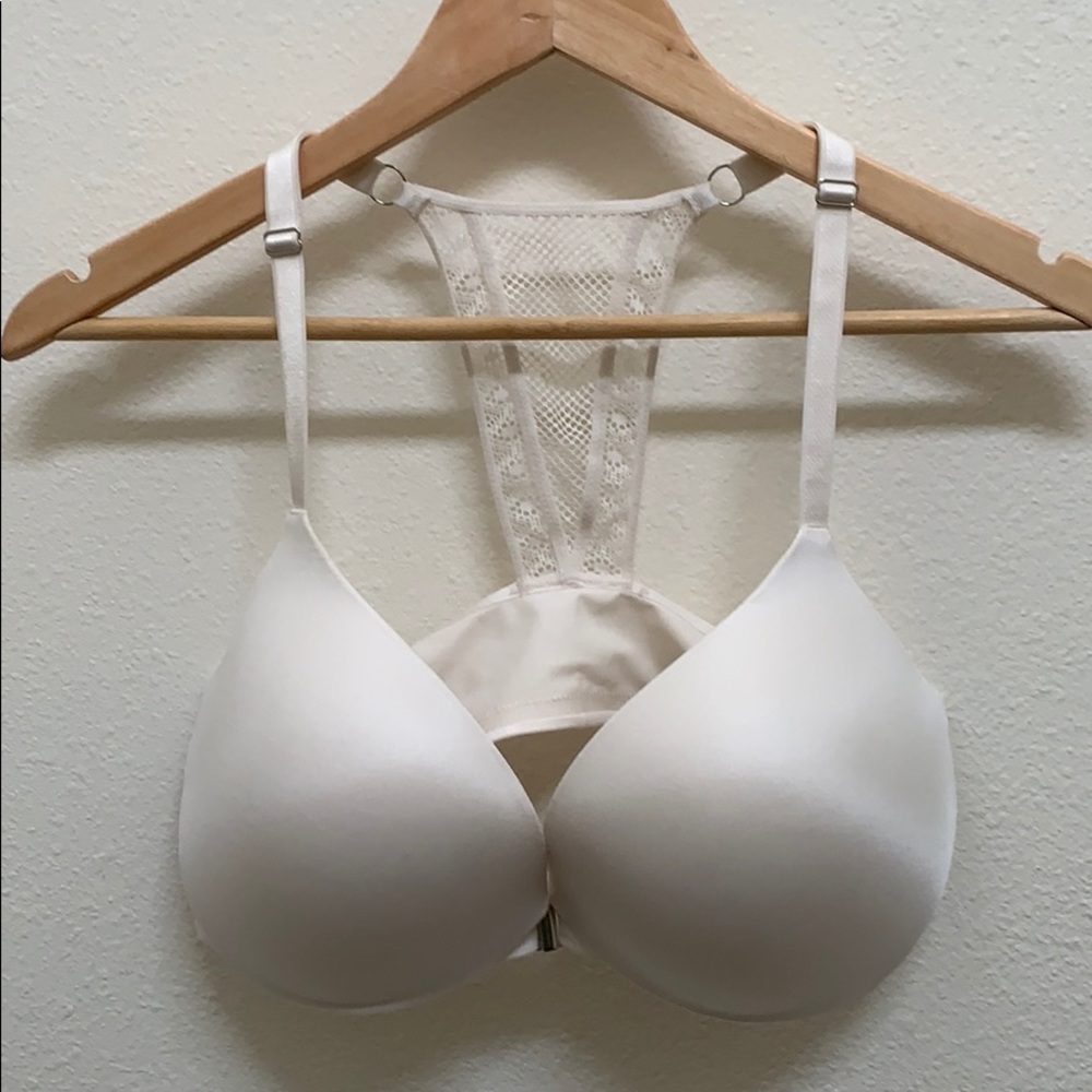 White Push up Lace Back Bra